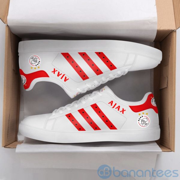 Afc Ajax Red Striped White Low Top Skate Shoes Product Photo