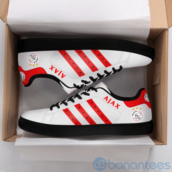 Afc Ajax Red Striped White Low Top Skate Shoes Product Photo