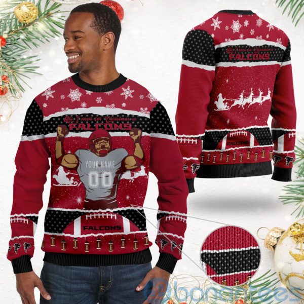 All I Want For Christmas Is Atlanta Falcons Custom Name Number Christmas 3D Sweater Product Photo
