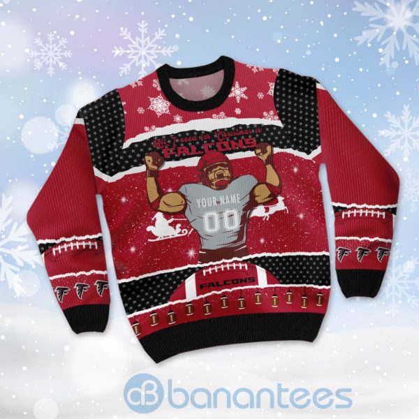 All I Want For Christmas Is Atlanta Falcons Custom Name Number Christmas 3D Sweater Product Photo
