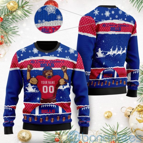 All I Want For Christmas Is Buffalo Bills Custom Name Number Christmas 3D Sweater Product Photo