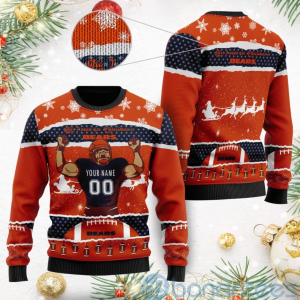 All I Want For Christmas Is Chicago Bears Custom Name Number Christmas 3D Sweater Product Photo