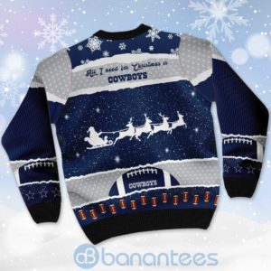 All I Want For Christmas Is Dallas Cowboys Custom Name Number Christmas 3D Sweater Product Photo