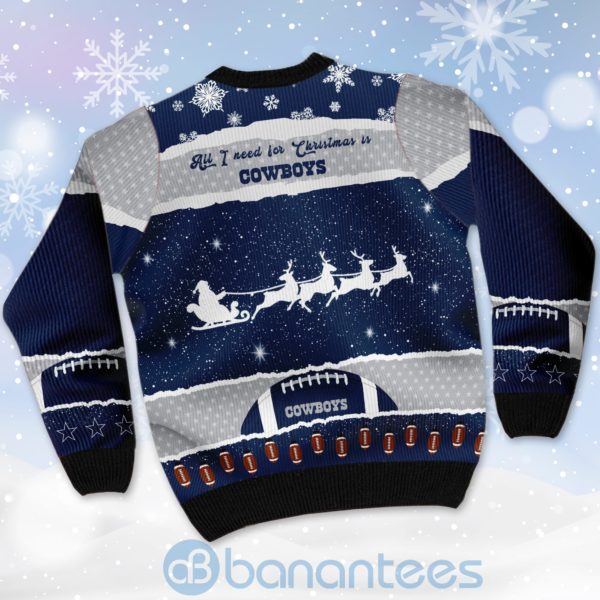 All I Want For Christmas Is Dallas Cowboys Custom Name Number Christmas 3D Sweater Product Photo
