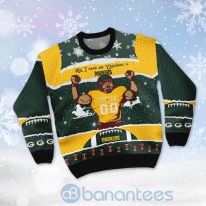 All I Want For Christmas Is Green Bay Packers Custom Name Number Christmas 3D Sweater Product Photo