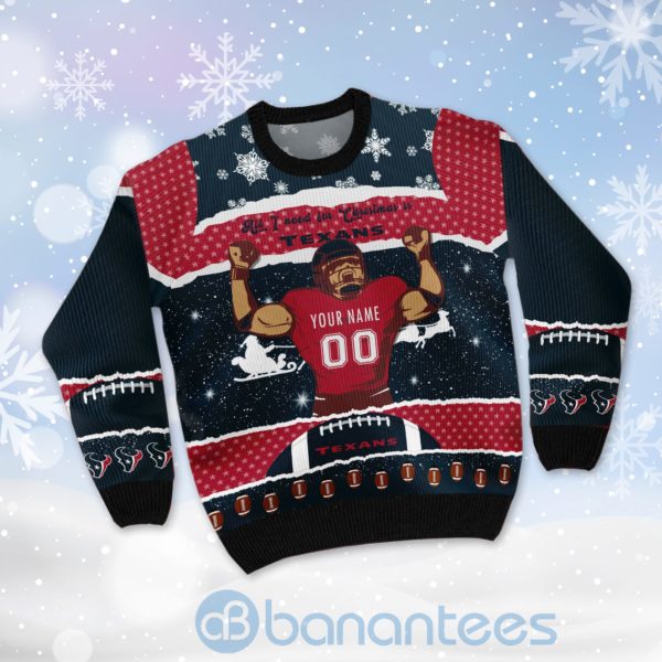 All I Want For Christmas Is Houston Texans Custom Name Number Christmas 3D Sweater Product Photo