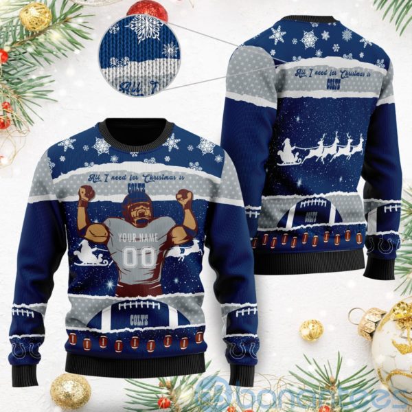 All I Want For Christmas Is Indianapolis Colts Custom Name Number Christmas 3D Sweater Product Photo