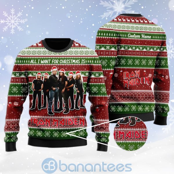 All I Want For Christmas Is Iron Maiden Custom Name Ugly Christmas 3D Sweater Product Photo
