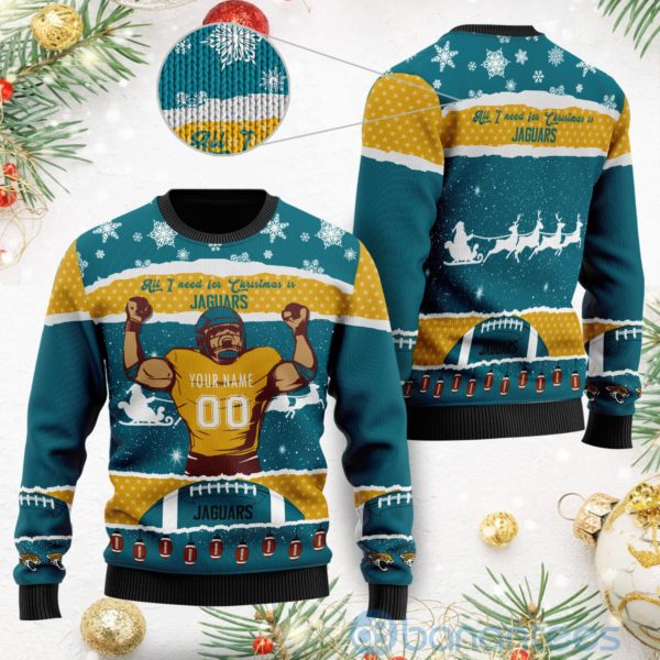 All I Want For Christmas Is Jacksonville Jaguars Custom Name Number Christmas 3D Sweater Product Photo