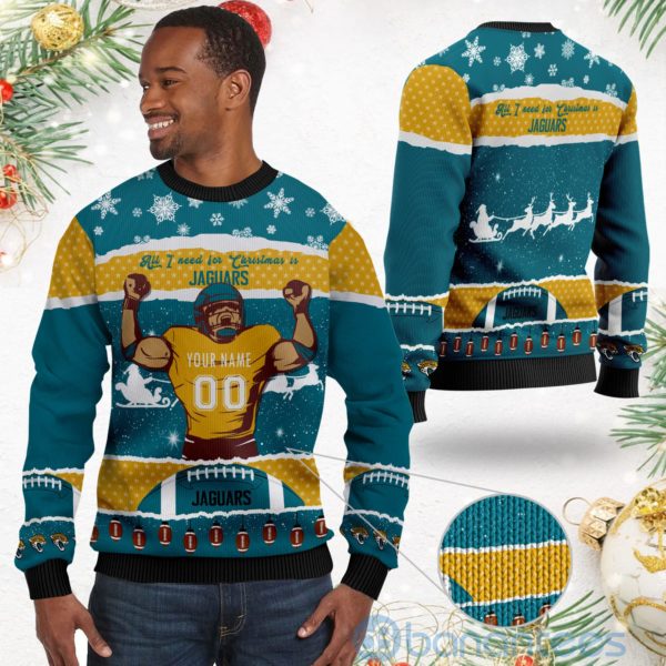 All I Want For Christmas Is Jacksonville Jaguars Custom Name Number Christmas 3D Sweater Product Photo