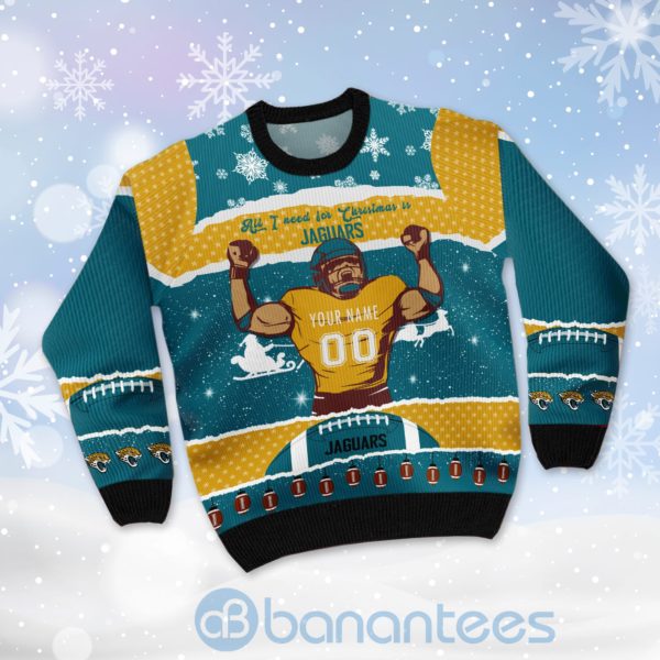 All I Want For Christmas Is Jacksonville Jaguars Custom Name Number Christmas 3D Sweater Product Photo