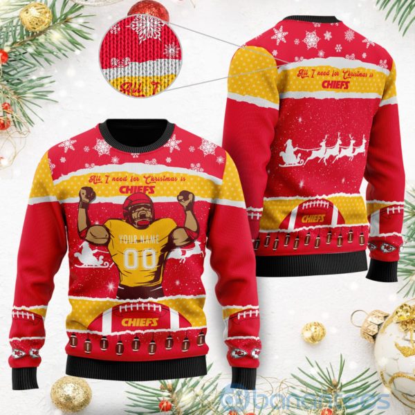 All I Want For Christmas Is Kansas City Chiefs Custom Name Number Christmas 3D Sweater Product Photo