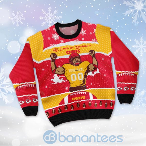 All I Want For Christmas Is Kansas City Chiefs Custom Name Number Christmas 3D Sweater Product Photo