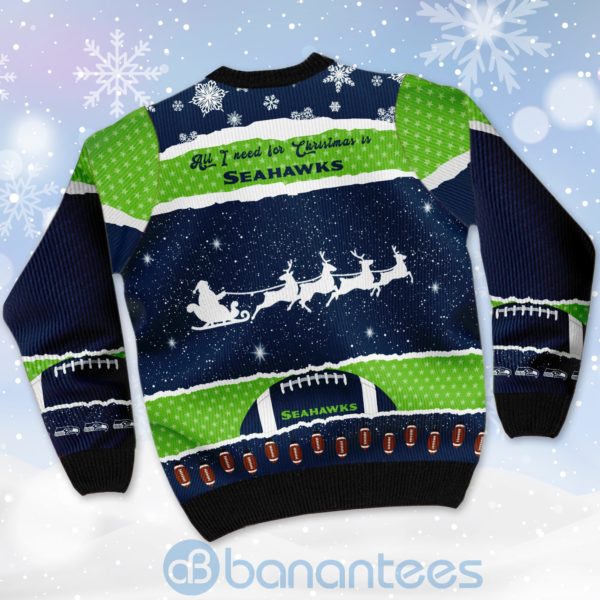 All I Want For Christmas Is Seattle Seahawks Custom Name Number Christmas 3D Sweater Product Photo