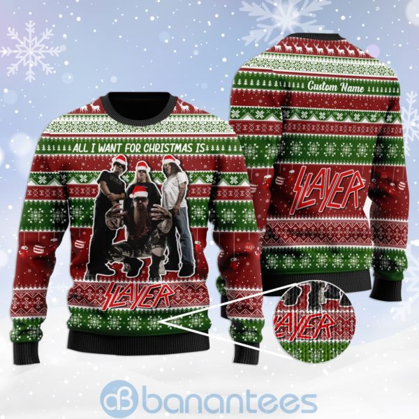 All I Want For Christmas Is Slayer Custom Name Ugly Christmas 3D Sweater Product Photo