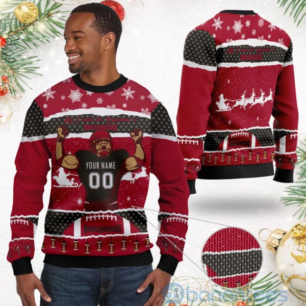 All I Want For Christmas Is Tampa Bay Buccaneers Custom Name Number Christmas 3D Sweater Product Photo