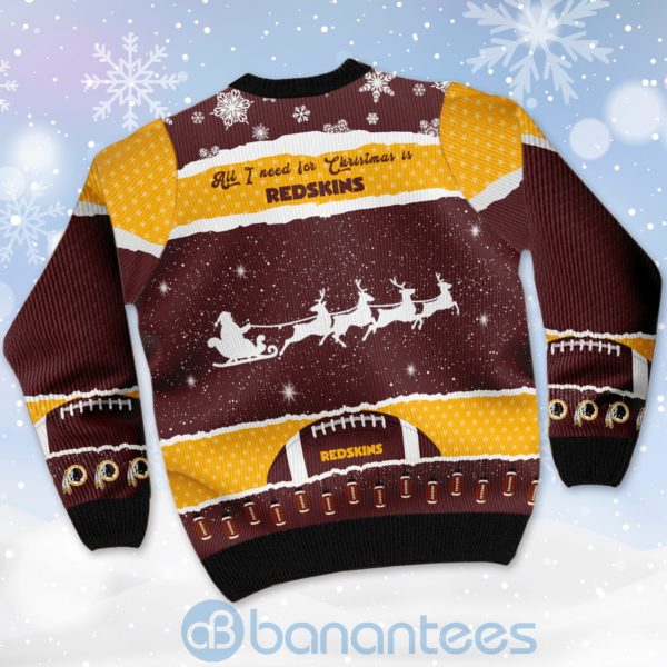 All I Want For Christmas Is Washington Redskins Custom Name Number Christmas 3D Sweater Product Photo