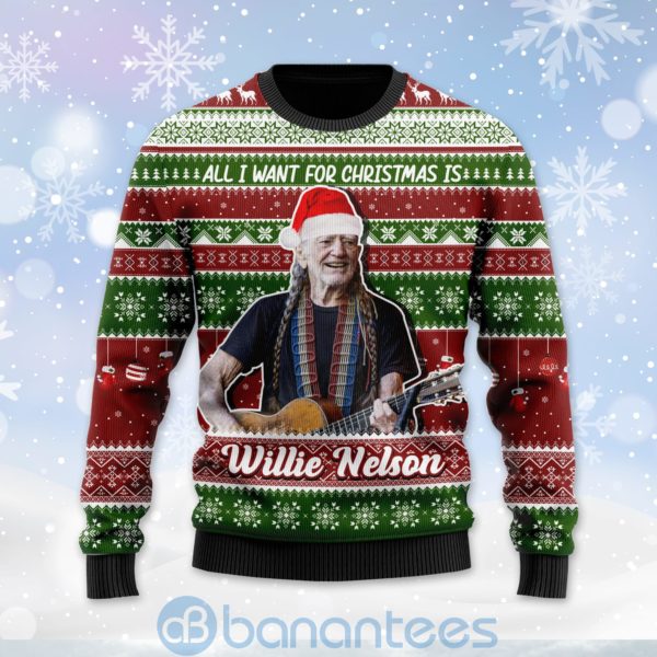 All I Want For Christmas Is Willie Nelson Custom Name Ugly Christmas 3D Sweater Product Photo