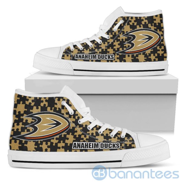 All Over Printed Puzzle Logo Anaheim Ducks High Top Shoes Product Photo