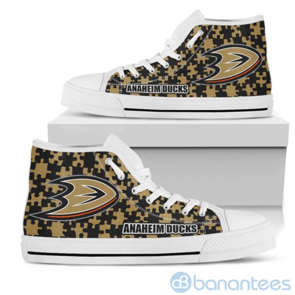 All Over Printed Puzzle Logo Anaheim Ducks High Top Shoes Product Photo