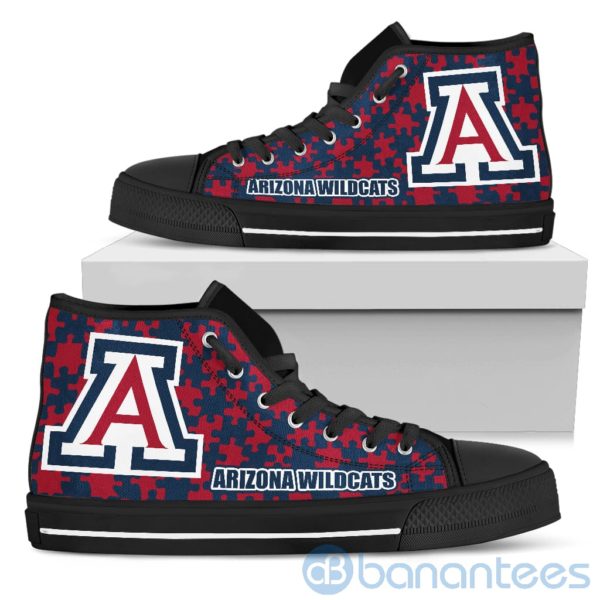 All Over Printed Puzzle Logo Arizona Wildcats High Top Shoes Product Photo