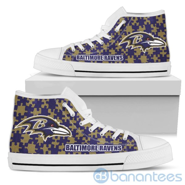 All Over Printed Puzzle Logo Baltimore Ravens High Top Shoes Product Photo