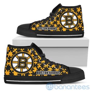 All Over Printed Puzzle Logo Boston Bruins High Top Shoes Product Photo