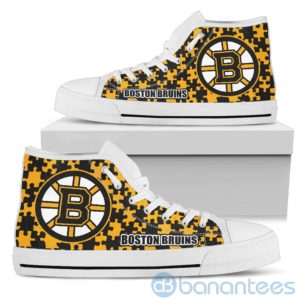 All Over Printed Puzzle Logo Boston Bruins High Top Shoes Product Photo