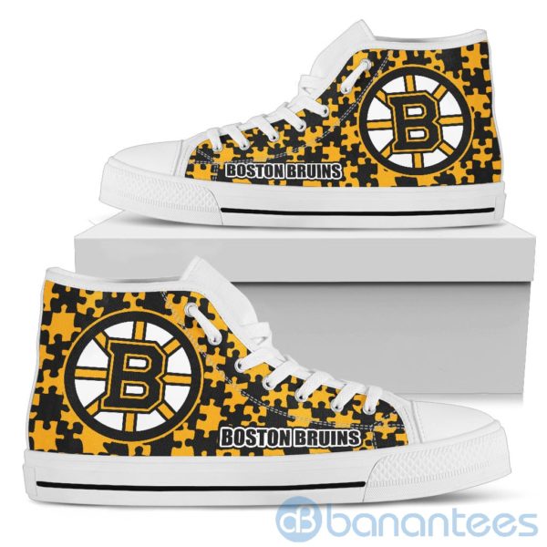 All Over Printed Puzzle Logo Boston Bruins High Top Shoes Product Photo