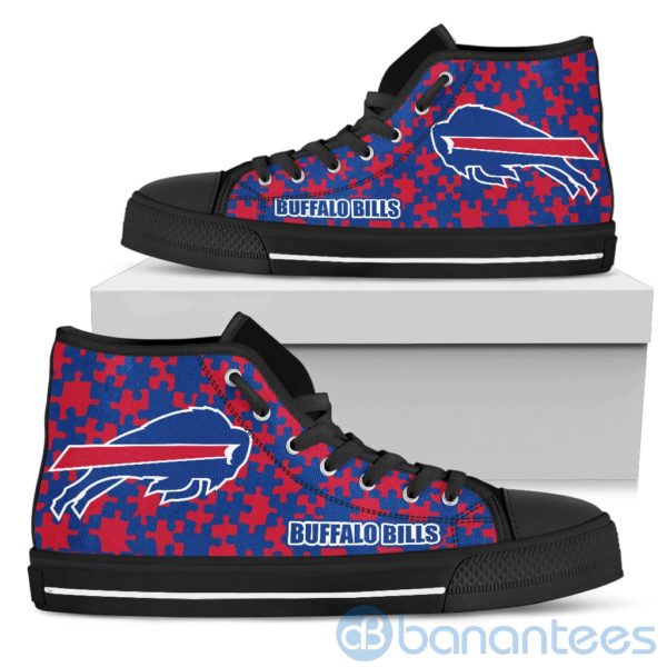 All Over Printed Puzzle Logo Buffalo Bills High Top Shoes Product Photo