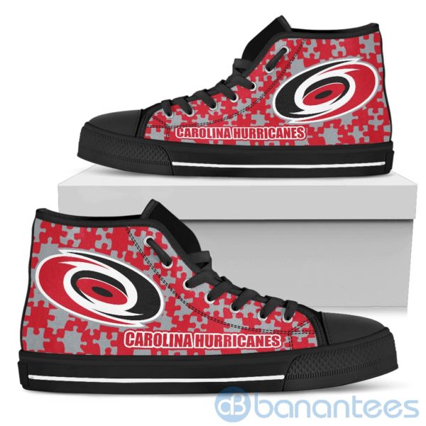 All Over Printed Puzzle Logo Carolina Hurricanes High Top Shoes Product Photo