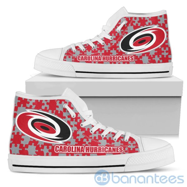 All Over Printed Puzzle Logo Carolina Hurricanes High Top Shoes Product Photo