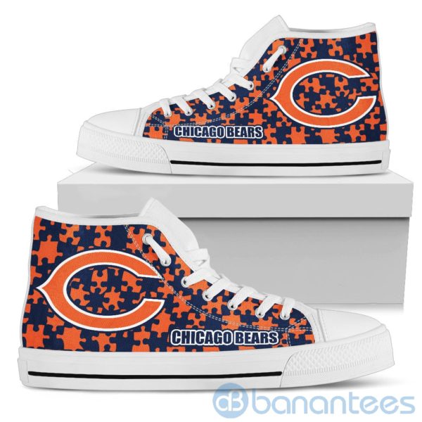 All Over Printed Puzzle Logo Chicago Bears High Top Shoes Product Photo