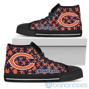 All Over Printed Puzzle Logo Chicago Bears High Top Shoes Product Photo