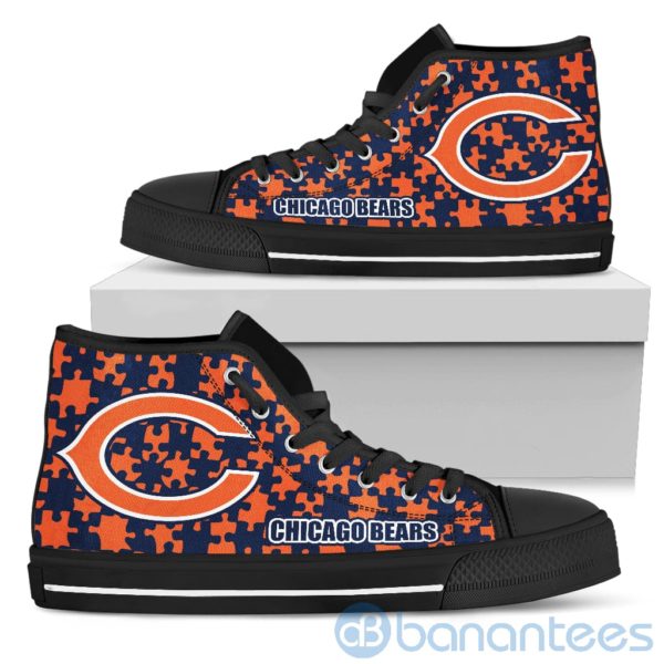 All Over Printed Puzzle Logo Chicago Bears High Top Shoes Product Photo