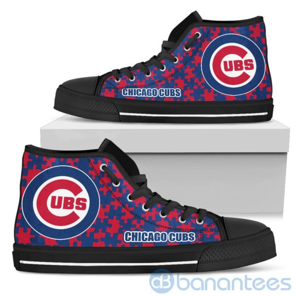 All Over Printed Puzzle Logo Chicago Cubs High Top Shoes Product Photo