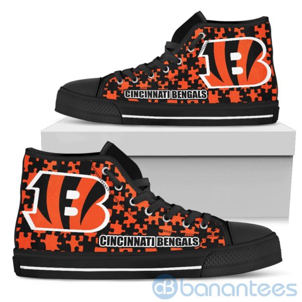 All Over Printed Puzzle Logo Cincinnati Bengals High Top Shoes Product Photo