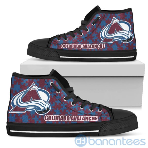 All Over Printed Puzzle Logo Colorado Avalanche High Top Shoes Product Photo