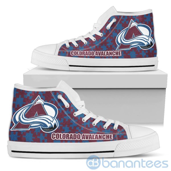 All Over Printed Puzzle Logo Colorado Avalanche High Top Shoes Product Photo