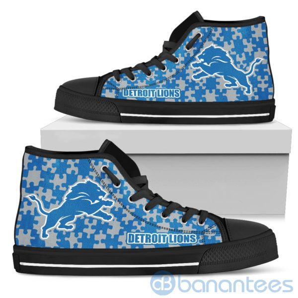 All Over Printed Puzzle Logo Detroit Lions High Top Shoes Product Photo