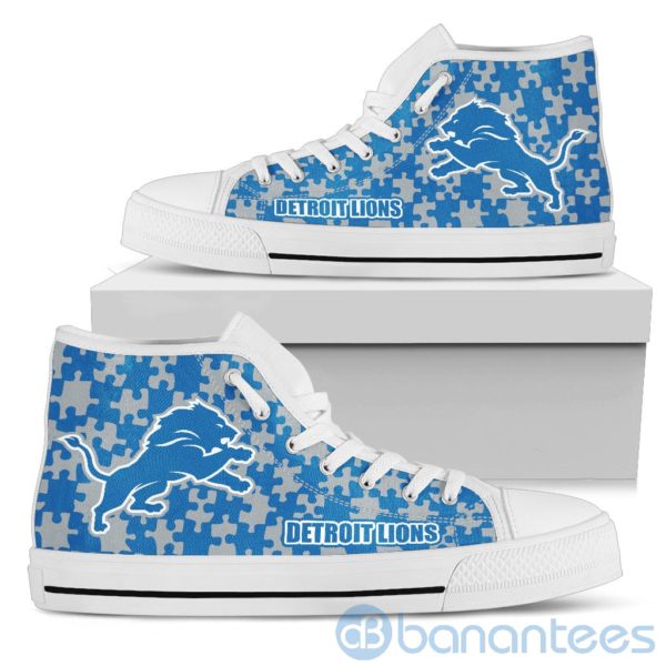 All Over Printed Puzzle Logo Detroit Lions High Top Shoes Product Photo