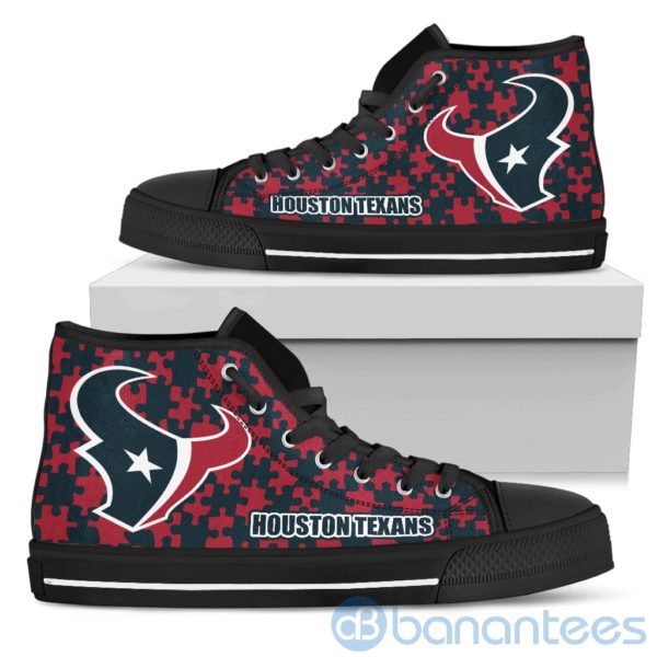 All Over Printed Puzzle Logo Houston Texans High Top Shoes Product Photo
