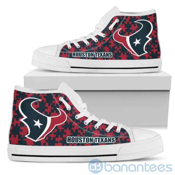 All Over Printed Puzzle Logo Houston Texans High Top Shoes Product Photo