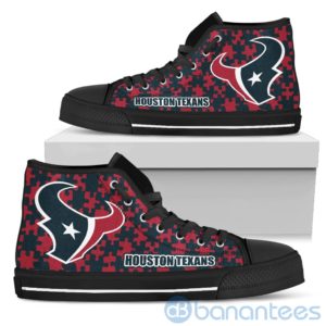 All Over Printed Puzzle Logo Houston Texans High Top Shoes Product Photo
