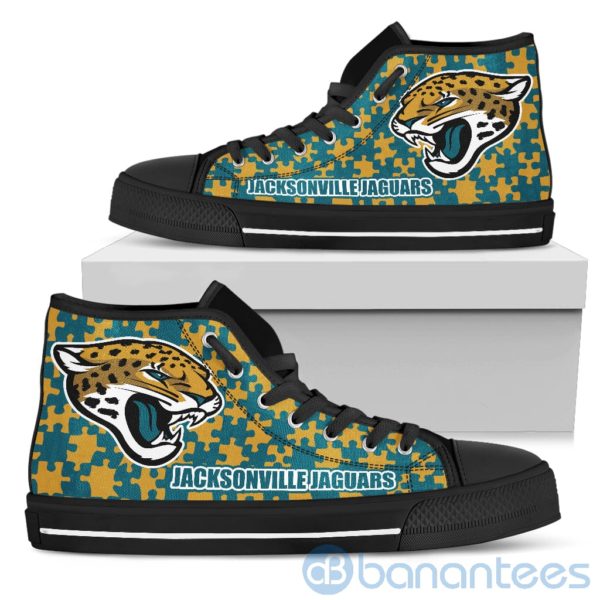All Over Printed Puzzle Logo Jacksonville Jaguars High Top Shoes Product Photo