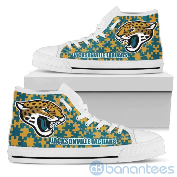 All Over Printed Puzzle Logo Jacksonville Jaguars High Top Shoes Product Photo