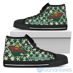 All Over Printed Puzzle Logo Minnesota Wild High Top Shoes Product Photo