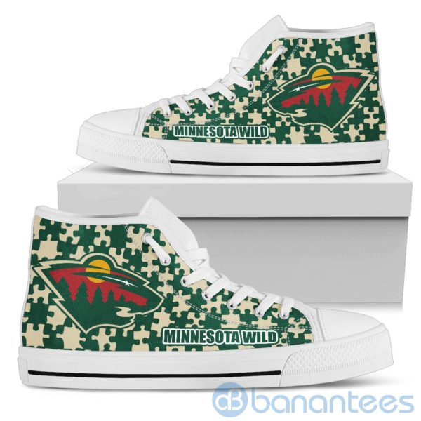 All Over Printed Puzzle Logo Minnesota Wild High Top Shoes Product Photo