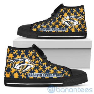 All Over Printed Puzzle Logo Nashville Predators High Top Shoes Product Photo
