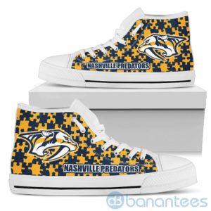 All Over Printed Puzzle Logo Nashville Predators High Top Shoes Product Photo